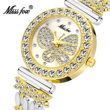 MISSFOX – relojes de mariposa para mujer, con diamantes grandes de oro de 18K, resistente al agua, femenino 2024 - compra barato