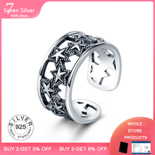 Vintage Personality Hollow Round Star Adjustable Thai Silver Ring For Women 925 Sterling Silver Jewelry with certicification 2024 - buy cheap