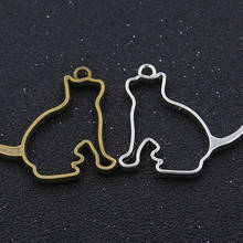 6pcs 35*39mm  Charm Two Color Cat  Hollow Glue Blank Animal Pendant DIY Bracelet Necklace Handmade Bezel Mold 2024 - buy cheap