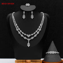 Conjunto de joyería de Zirconia cúbica para mujer, collar de anillo nupcial indio Popular, joyería para boda 2024 - compra barato
