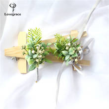 Plantas verdes pulso corsage pulseira damas de honra plástico padrinho boutonniere casamento corsage casamento flores 2024 - compre barato