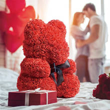 2021 Романтический плюшевый подарок на день Святого Валентина 35 см Роза Подарочный плюшевый мишка подарок на день рождения Рождество для свадьбы искусственные цветы 2024 - купить недорого