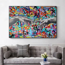 Creative Graffiti Art Genesis Oil Painting on Canvas Hand In Hand HD Posters and Prints Wall Art Picture for Living Room Decor 2024 - buy cheap