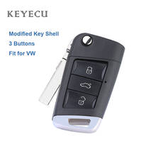 Keyecu Relacement Новые 3 кнопки Модифицированная Складная откидная оболочка ключа дистанционного управления Крышка для Volkswagen Golf 7 Jetta Passat Beetle Polo Bora 2024 - купить недорого