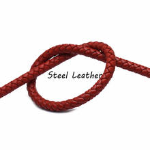 2 m/lote de cordones de cuero genuino trenzado redondo rojo de aproximadamente 6mm, cuerda de cuero, accesorios de pulsera, cordón para hacer joyería Diy 2024 - compra barato