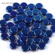 Natural Stone Smooth Blue Hematite Stone Flat Round Beads Spacer Beads For Jewelry Making 6/8/10mm Diy Bracelet Jewellery 15" 2024 - buy cheap