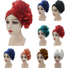 Big Flower Women Turban Cap for Party African Auto Gele Aso Oke Headtie Muslim Hijab Hat Female Head Wrap Bonnet Indian Scarf 2024 - buy cheap
