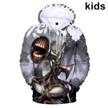 2 a 14 anos crianças hoodies jogo sirene cabeça 3d moletom com capuz meninos meninas engraçado harajuku jaqueta casaco crianças roupas 2024 - compre barato