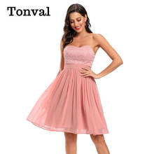 Tonval Off the Shoulder Sexy Lace High Waist Chiffon Pleated Party Dresses Women Evening Club Clothes Mini Dress Strapless 2024 - buy cheap