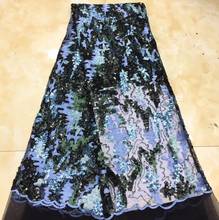 Красивая Sat-9,9803 нигерийская ткань для вечернего платья новое Африканское вышитое кружево ткань 2024 - купить недорого
