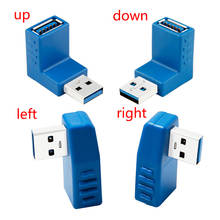 Коннектор USB под углом 90 градусов, левый и правый коннектор USB под углом 2,0/3,0 типа A папа-Мама, адаптер преобразователя M/F, черный/синий 2024 - купить недорого