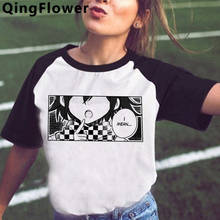 Camiseta feminina gráfica ouma kokichi danganronpa, camiseta para verão, casual, estética, kawaii, estampada 2024 - compre barato