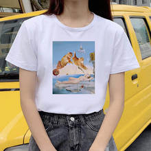 Woman tshirts oil painting cat  printed  T-shirt Harajuku Kawaii Tops New O Neck Short Sleeve Female Tops Tees 2024 - buy cheap