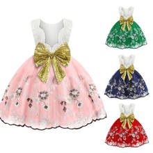 Кружевные вечерние платья-пачки принцессы с блестками для маленьких девочек, платье на крестины для маленьких девочек, платье на день рождения для малыша, Карнавальные Платья 2024 - купить недорого