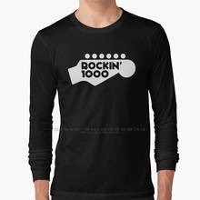 Camiseta de manga larga con logotipo Original de Rockin'1000, 100% algodón puro, Banda de Música Rockband de gran tamaño, blanco y negro 2024 - compra barato