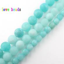 Natural Matte Stone Beads 4/6/8/10mm Dull Polish Blue Amazonite Round Beads For Jewelry Making DIY Bracelet Accessories 15'' 2024 - buy cheap
