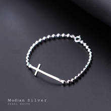 Modian Classic 925 Sterling Silver Fashion Simple Cross Charm Bracelet & Bangle Fit Women Japanese Style Fine Jewelry Party Gift 2024 - buy cheap