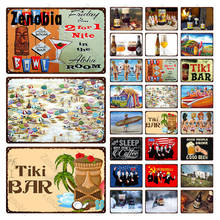 Tiki Bar and Surfing By The Sea In The Sea Metal Poster and Metal Signs Vintage Retro Metal Plaque for Bar Pub Club Decoration 2024 - buy cheap