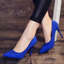 HOT Women Shoes Pointed Toe Pumps Suede Leisure Dress Shoes High Heels Boat Wedding tenis feminino 10cm erf4 2024 - buy cheap