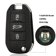 Jingyuqin chave remota para carro id46, para peugeot 434 208 2008 301 308 5008 508 hella hu83 2024 - compre barato