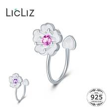 LicLiz-pendientes de plata de ley 925 con Clip de flor de Sakura para mujer, aretes de diamante de circonita púrpura, joyería LE0608 2024 - compra barato