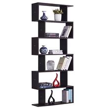 6 Shelf Bookcase, Modern S-Shaped Z-Shelf Style Bookshelf, Multifunctional Wooden Storage Display Stand Shelf Dark Brown 2024 - buy cheap