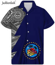 Jackherelook Casual Men Hawaiian Top Shirts Cook Islands Polos Shirt Blue Polynesian Tattoo Tentacle Tribal Male Loose Clothing 2024 - buy cheap