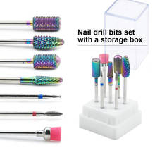 7 Pcs Rainbow Tungsten Carbide/Ceramic Nail Drill Bits Set IN Box Manicure Machine Accessories Milling Cutter Electric Nail File 2024 - buy cheap