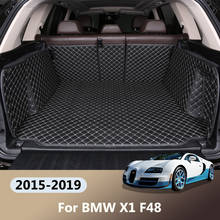 De couro Do Carro Mat Tronco Para BMW X1 F48 2015-2019 Tronco Mat Bota X1 Forro Pad BMW sDrive20i Tapete Cauda Cargo Liner 2016 2017 2018 2024 - compre barato