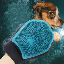 Peine de pelo para perros y gatos, cepillo de limpieza, cepillo de masaje de ambos lados, depilación de baño para perros, guante azul, productos para el cuidado de las mascotas 2024 - compra barato