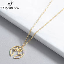 Todorova Hand Stamped Sign Language Necklaces for Women Minimalist Circle Gestures Pendant Necklace Stainless Steel Jewelry 2024 - buy cheap
