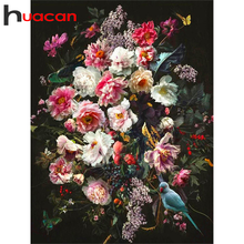 Huacan-Kit de pintura con diamantes 5D DIY, mosaico completo cuadrado/redondo, flor, pájaro, bordado de diamantes, peonía, decoración del hogar 2024 - compra barato