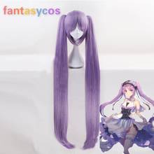 Euryali stheno fate cabelo grand ordem fgo reto roxo cosplay rabo de cavalo de festa de dia das bruxas cabelo sintético roxo + boné peruca grátis 2024 - compre barato