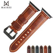 MAIKES genuine cow leather watch accessories for apple watch strap 40mm 38mm brown apple watch band 44mm 42mm iwatch 4 bracelet 2024 - buy cheap