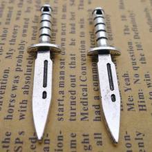 100pcs Knife Sword Charms 10mm x 40mm DIY Jewelry Making Pendant antique silver color 2024 - buy cheap