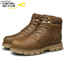 Camel Active-zapatos de piel auténtica para hombre, botas cortas de felpa súper cálidas, botines de goma con cordones, bota de nieve de cuero de vaca, invierno, 2020 2024 - compra barato