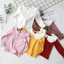 Camisa infantil básica de algodão para meninas, camiseta para crianças e bebês, manga longa, para primavera e outono, 2024 - compre barato