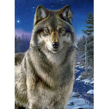 Pintura de diamante bricolagem 5d lobo em floresta de neve quadrado completo/redondo bordado de diamante ponto de cruz imitação de diamante decoração de mosaico presente de arte 2024 - compre barato