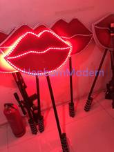 LED light lips lumious lip bar Valentine's Day props party red New Year event nightclub hand placard 2024 - buy cheap