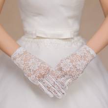 White Ivory Short Wedding Gloves Full Finger Bridal Gloves Women Bride Red Black Lace Gloves Luva De Noiva Wedding Accessories 2024 - buy cheap
