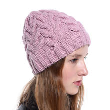 Женские зимние теплые плотные однотонные шапки Gorros Mujer Invierno, Женские Повседневные вязаные шапки из крученой шерсти, мужские подарки 2024 - купить недорого