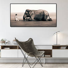 Reader Little boy and listener Elephant Posters and Prints Wall Art Canvas Painting Zen Pictures for Living Room Decor No Frame 2024 - buy cheap