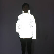 Jaquetas refletoras masculinas e femininas, casaco de inverno fino, jaqueta de hip hop com capuz, à prova d'água, zíper, roupa externa 2024 - compre barato
