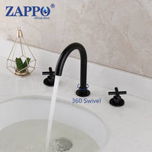 ZAPPO Matte Black Swivel Bathroom Bathtub Basin Faucet 3 Pcs 2 Handles Solid Brass Antique Brass Deck Mounted Basin Mixer Tap 2024 - buy cheap