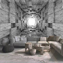 Пользовательские самоклеющиеся обои 3D цементная стена расширение пространства фото настенные фрески Гостиная ТВ диван спальня фон наклейки 2024 - купить недорого