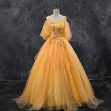 Elegant Sling Quinceanera Dresses 2022 New V-neck Floor-length Ball Gown Off The Shoulder Vintage Party Prom Quinceanera Dress 2024 - buy cheap