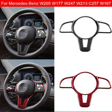 W205 capa para guarnição de volante em fibra de carbono, adesivo decorativo para mercedes-benz a/b/c/e classe w177 w245 w213 c257 w167 2024 - compre barato