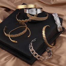 Pulseiras para mulheres cor de ouro cobra corrente pulseiras femininas boêmio aço inoxidável pena bangles e mulher jóias presentes 2024 - compre barato