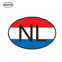 HotMeiNi-pegatinas impermeables para parachoques y ventanas de coche, ovaladas con bandera, código de país, Países Bajos, 13x9,1 cm 2024 - compra barato