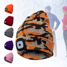 LED Lighted Beanie Cap Warm Beanies Men Women Knitted Hat Autumn Winter Outdoor Headlight Hunting Camping Running Hat 2021 2024 - buy cheap